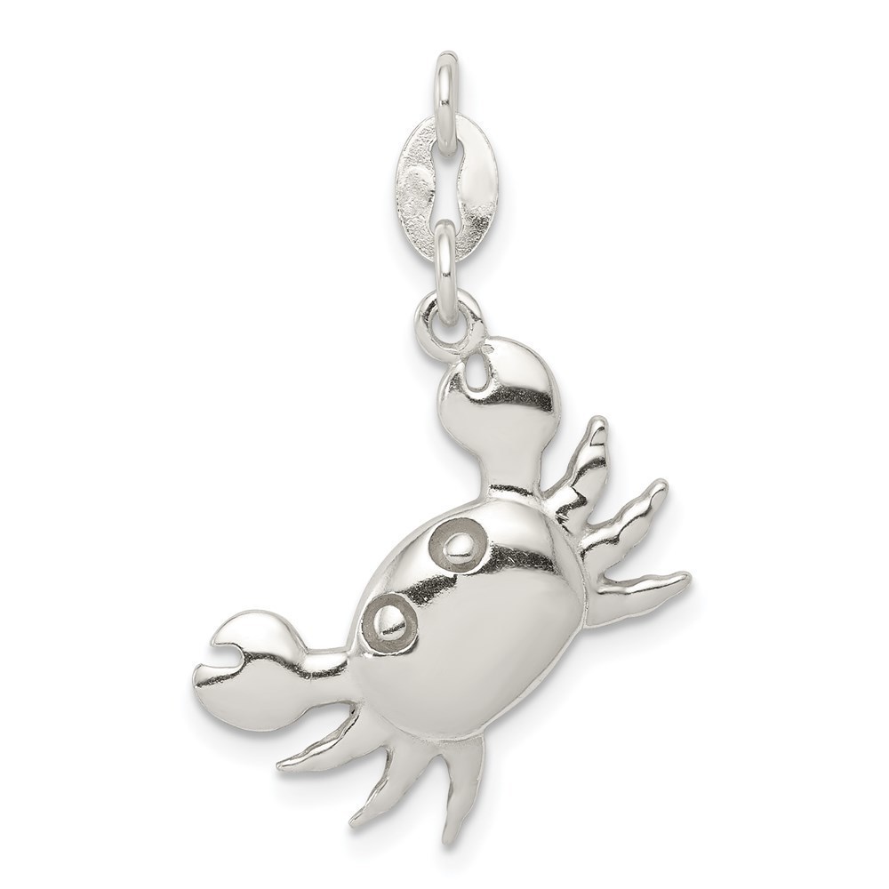 Million Charms 925 Sterling Silver Silver Polished Crab Necklace Charm Pendant